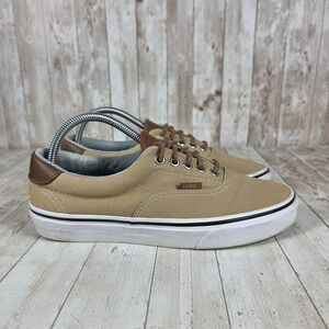 Vans Era Tan Canvas Brown Leather Trim‎ Lace Up Sneakers Women 10